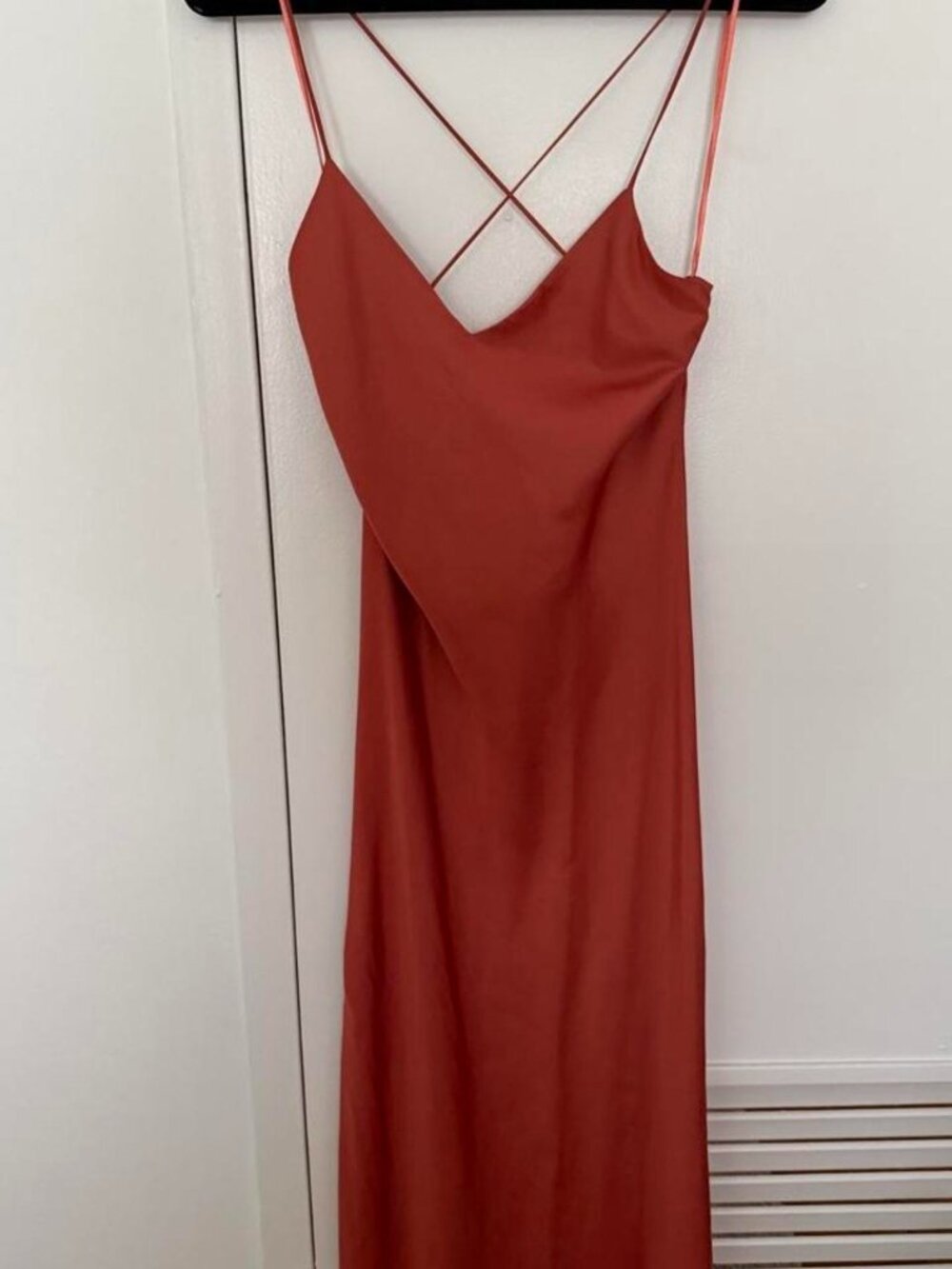 Topshop Orange Red Open Back Maxi Dress Sz 4 (UK 8)
